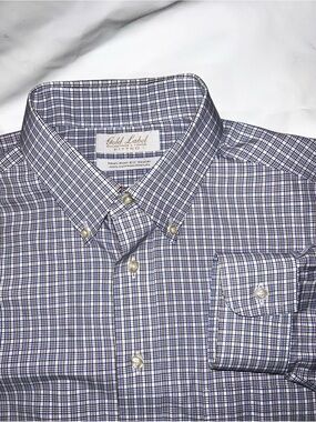 Men’s Blue & White Check Button-Down Shirt